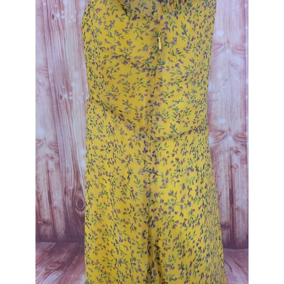 Sam Edelman Avec Les Filles Dress Frilly Ruffle Floral Cottagecore Yellow Size 8 - Picture 5 of 13